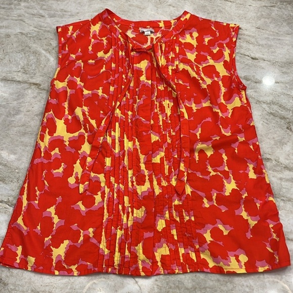 VINTAGE GAP | Red/Yellow/Purple Camo Button Up Sleeveless Blouse | Medium - Picture 3 of 10
